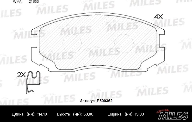 Miles E500362 - Тормозные колодки, дисковые, комплект unicars.by