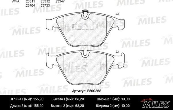 Miles E500268 - Тормозные колодки, дисковые, комплект unicars.by