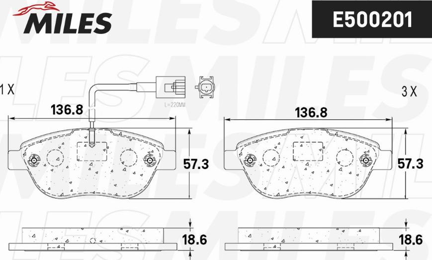 Miles E500201 - Тормозные колодки, дисковые, комплект unicars.by