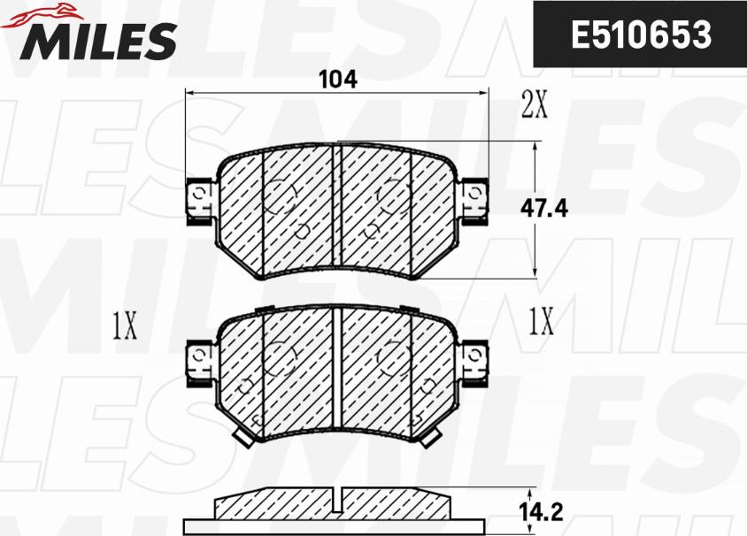 Miles E510653 - Тормозные колодки, дисковые, комплект unicars.by