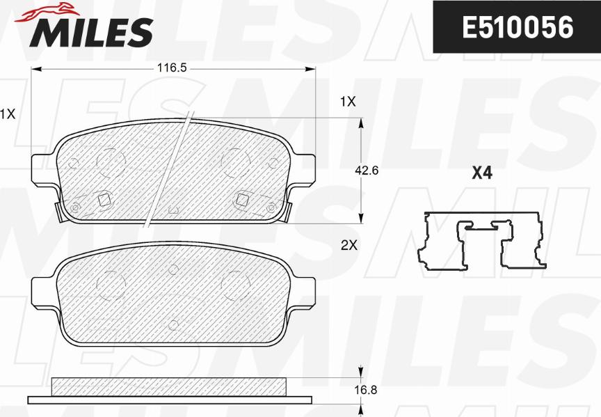 Miles E510056 - Тормозные колодки, дисковые, комплект unicars.by