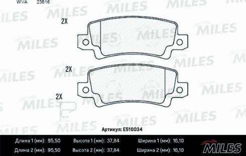 Miles E510034 - Тормозные колодки, дисковые, комплект unicars.by