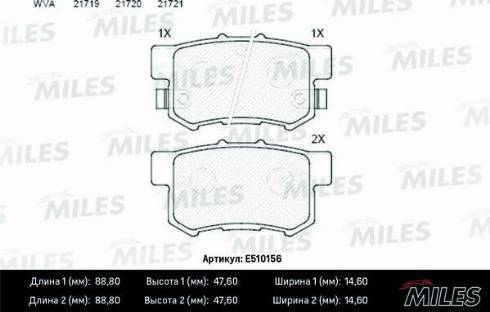 Miles E510156 - Тормозные колодки, дисковые, комплект unicars.by