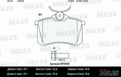 Miles E510134 - Тормозные колодки, дисковые, комплект unicars.by