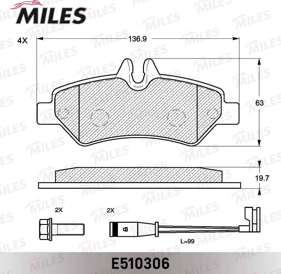 Miles E510306 - Тормозные колодки, дисковые, комплект unicars.by