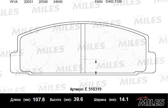 Miles E510319 - Тормозные колодки, дисковые, комплект unicars.by