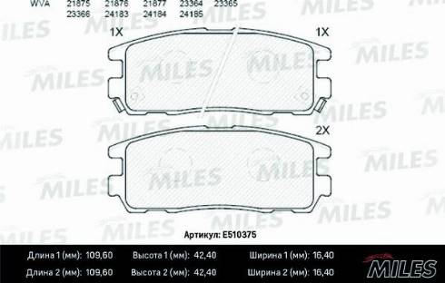 Miles E510375 - Тормозные колодки, дисковые, комплект unicars.by