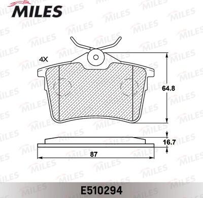 Miles E510294 - Тормозные колодки, дисковые, комплект unicars.by