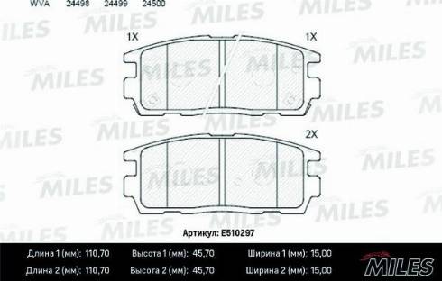 Miles E510297 - Тормозные колодки, дисковые, комплект unicars.by