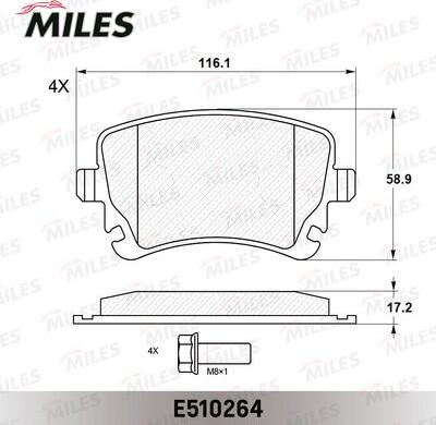 Miles E510264 - Тормозные колодки, дисковые, комплект unicars.by