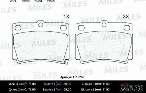 Miles E510230 - Тормозные колодки, дисковые, комплект unicars.by