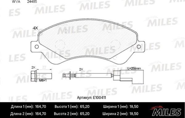 Miles E100411 - Тормозные колодки, дисковые, комплект unicars.by