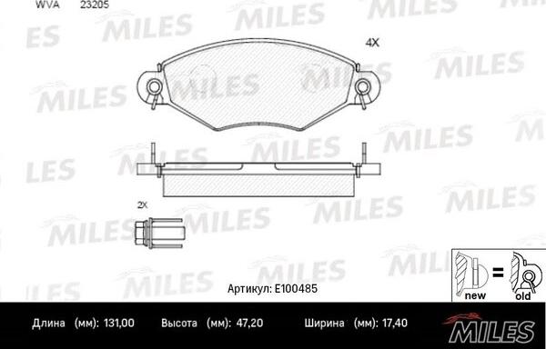 Miles E100485 - Тормозные колодки, дисковые, комплект unicars.by