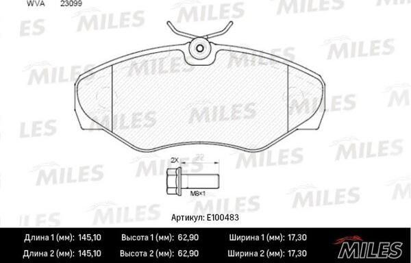 Miles E100483 - Тормозные колодки, дисковые, комплект unicars.by