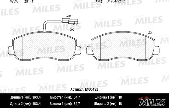 Miles E100482 - Тормозные колодки, дисковые, комплект unicars.by