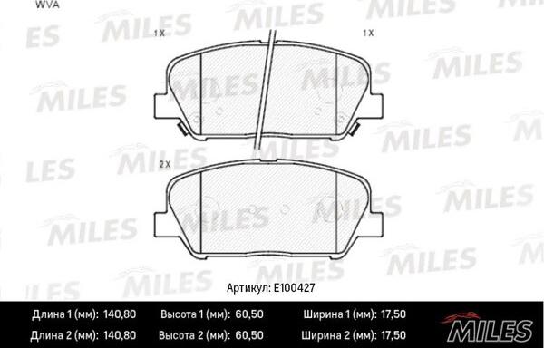 Miles E100427 - Тормозные колодки, дисковые, комплект unicars.by