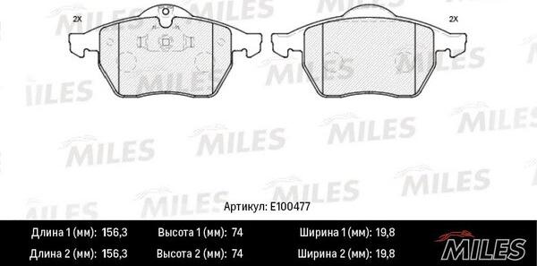 Miles E100477 - Тормозные колодки, дисковые, комплект unicars.by