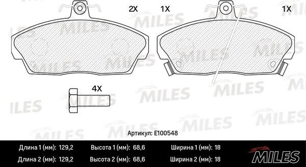 Miles E100548 - Тормозные колодки, дисковые, комплект unicars.by