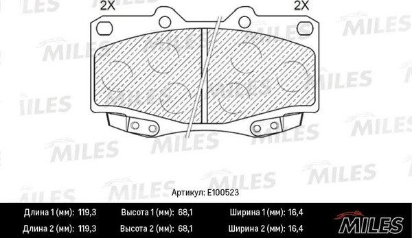 Miles E100523 - Тормозные колодки, дисковые, комплект unicars.by