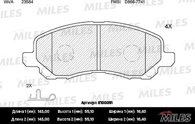 Miles E100051 - Тормозные колодки, дисковые, комплект unicars.by