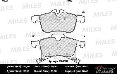 Miles E100058 - Тормозные колодки, дисковые, комплект unicars.by