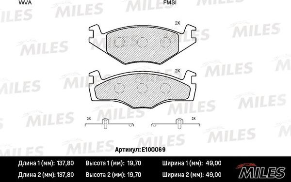 Miles E100069 - Тормозные колодки, дисковые, комплект unicars.by