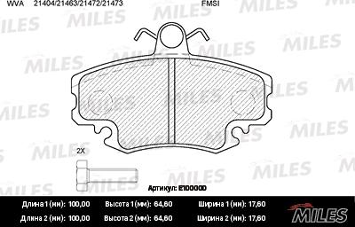 Miles E100000 - Тормозные колодки, дисковые, комплект unicars.by