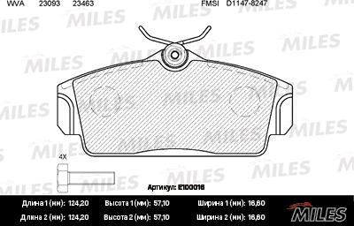 Miles E100016 - Тормозные колодки, дисковые, комплект unicars.by