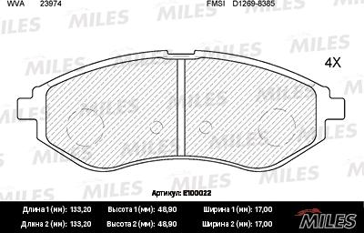 Miles E100022 - Тормозные колодки, дисковые, комплект unicars.by