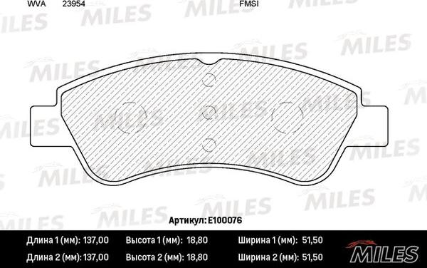 Miles E100076 - Тормозные колодки, дисковые, комплект unicars.by