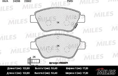 Miles E100071 - Тормозные колодки, дисковые, комплект unicars.by