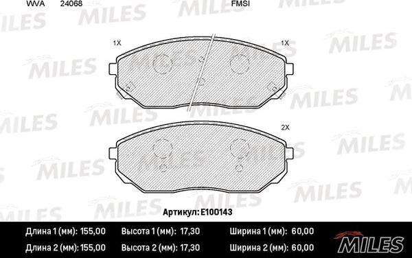 Miles E100143 - Тормозные колодки, дисковые, комплект unicars.by