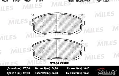 Miles E100150 - Тормозные колодки, дисковые, комплект unicars.by