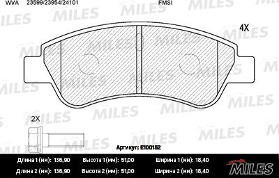 Miles E100152 - Тормозные колодки, дисковые, комплект unicars.by