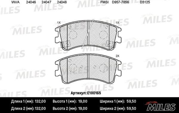 Miles E100165 - Тормозные колодки, дисковые, комплект unicars.by