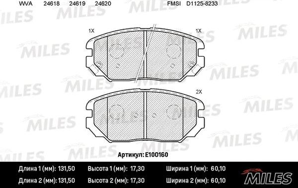 Miles E100160 - Тормозные колодки, дисковые, комплект unicars.by