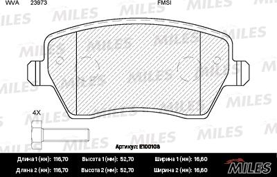 Miles E100108 - Тормозные колодки, дисковые, комплект unicars.by