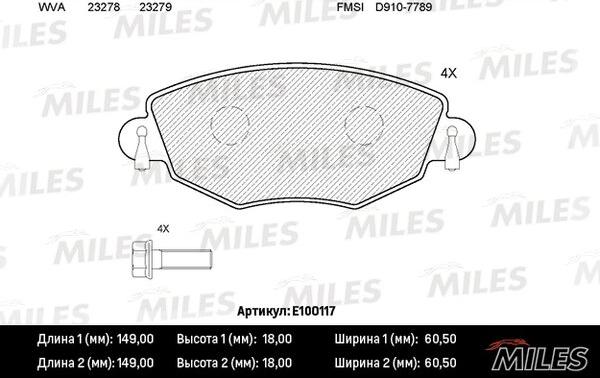 Miles E100117 - Тормозные колодки, дисковые, комплект unicars.by