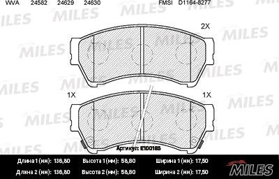 Miles E100185 - Тормозные колодки, дисковые, комплект unicars.by