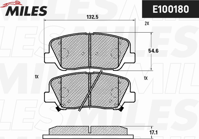 Miles E100180 - Тормозные колодки, дисковые, комплект unicars.by