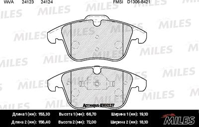 Miles E100137 - Тормозные колодки, дисковые, комплект unicars.by