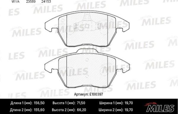 Miles E100397 - Тормозные колодки, дисковые, комплект unicars.by