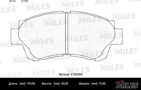 Miles E100353 - Тормозные колодки, дисковые, комплект unicars.by