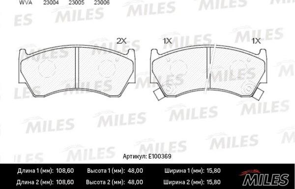 Miles E100369 - Тормозные колодки, дисковые, комплект unicars.by