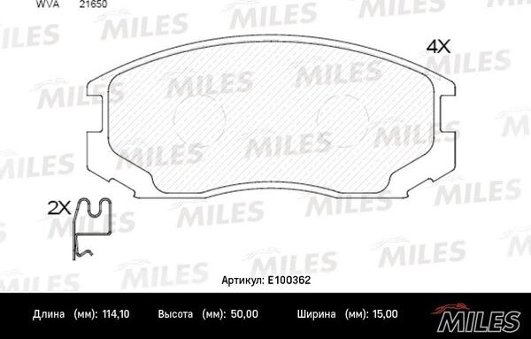 Miles E100362 - Тормозные колодки, дисковые, комплект unicars.by