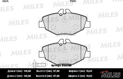 Miles E100299 - Тормозные колодки, дисковые, комплект unicars.by