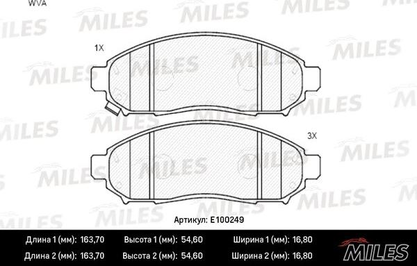 Miles E100249 - Тормозные колодки, дисковые, комплект unicars.by