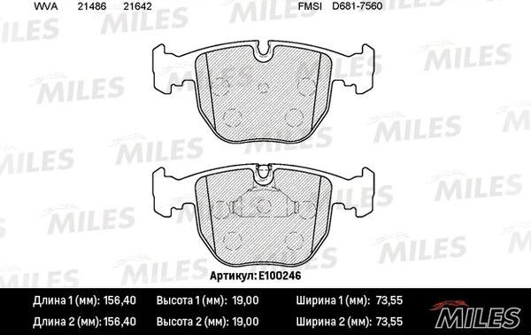 Miles E100246 - Тормозные колодки, дисковые, комплект unicars.by