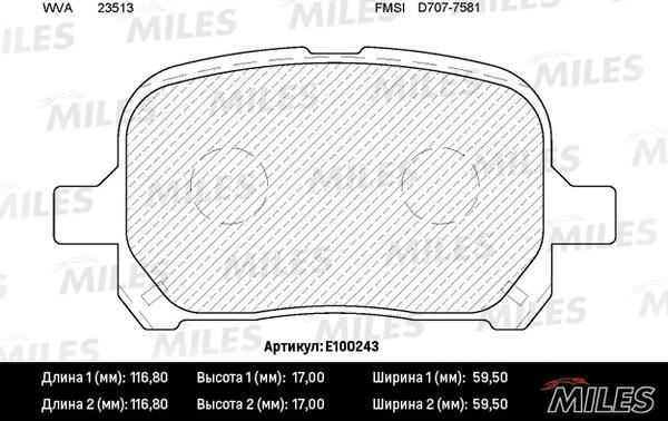 Miles E100243 - Тормозные колодки, дисковые, комплект unicars.by