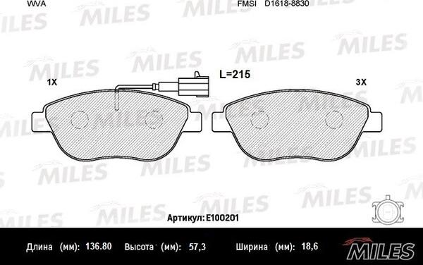 Miles E100201 - Тормозные колодки, дисковые, комплект unicars.by